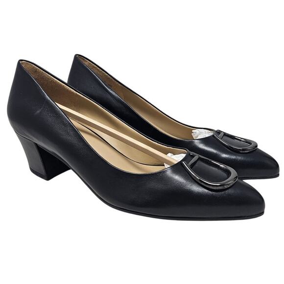 NEW Naturalizer 7 Caprice Black Leather Pump Comfort Career Classic Minimalist - Picture 1 of 4